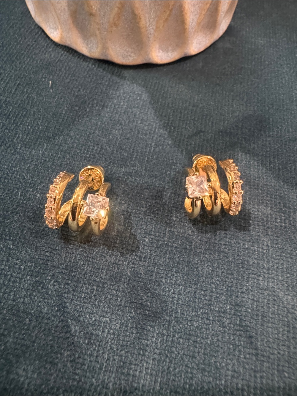 Gold-Tone Crystal Hoop Clip Earrings - Women Jewelry